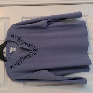 Cathy Daniels Women's (XL) Blue With Navy Flowers Details